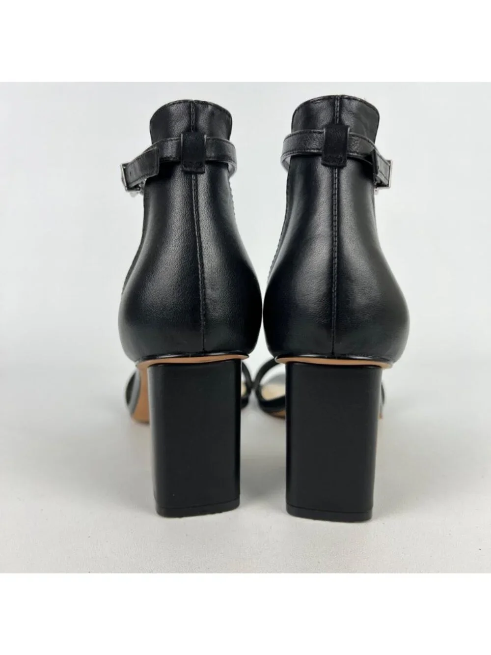 Vince Camuto Womens Margry Block Heel Sandal Black Leather Ankle Strap size 11